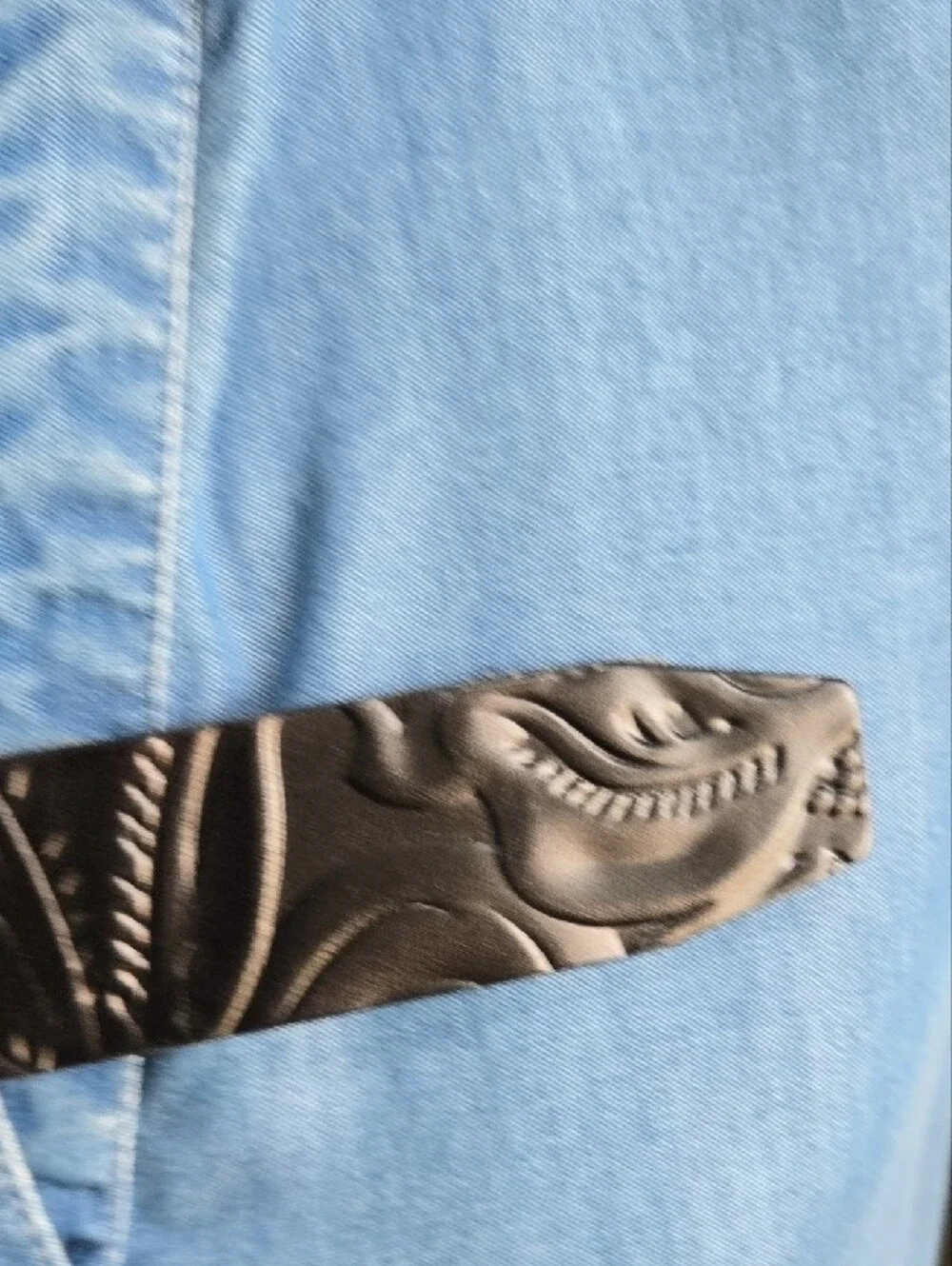 Patricia Nash Embossed Leather Belt with Silver Buckle